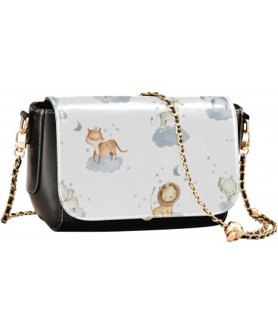 Safari Animals Watercolor Mini Crossbody Bags for Women Leather Grab Bag Gifts For Adults with Adjustable Strap Large Sling B...