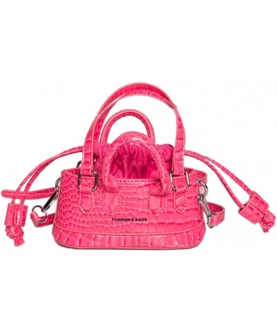 Women's Metallic Crossbody Bag Drawstring Bucket Bag Shoulder Handbag Hot Pink $19.85 Shoulder Bags