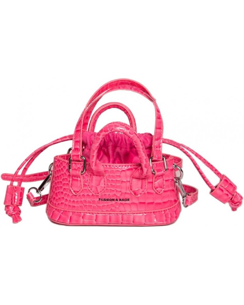 Women's Metallic Crossbody Bag Drawstring Bucket Bag Shoulder Handbag Hot Pink $19.85 Shoulder Bags