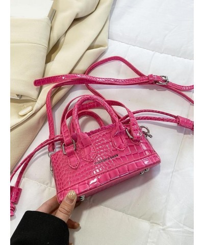 Women's Metallic Crossbody Bag Drawstring Bucket Bag Shoulder Handbag Hot Pink $19.85 Shoulder Bags