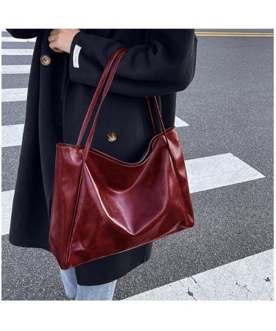 Red Shoulder Bag Leather Tote Bag Hobo Bags for Women Red Purses for Women Trendy 2024 Red Bag Y2k Bag Cute Tote Bag Brown $9...