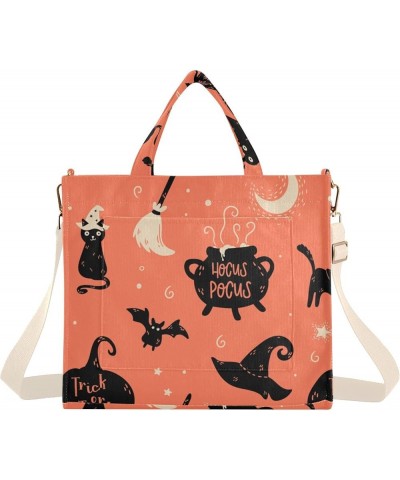 Fun Hand Drawn Halloween Cats Hats Women's Tote Handbags Top Handle Satchel Shoulder Bag Crossbody Bag M $17.69 Totes