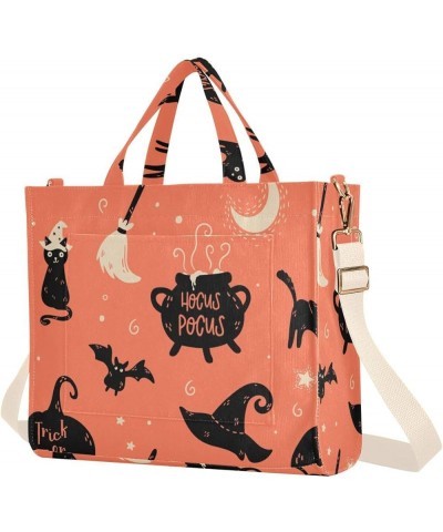 Fun Hand Drawn Halloween Cats Hats Women's Tote Handbags Top Handle Satchel Shoulder Bag Crossbody Bag M $17.69 Totes