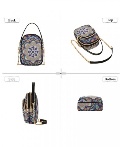 Ethnic Indian Floral Mandala Crossbody Bag for Women Cell Phone Purse Wallet with Removable Chain Shoulder Handbag for Travel...