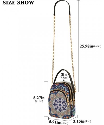 Ethnic Indian Floral Mandala Crossbody Bag for Women Cell Phone Purse Wallet with Removable Chain Shoulder Handbag for Travel...