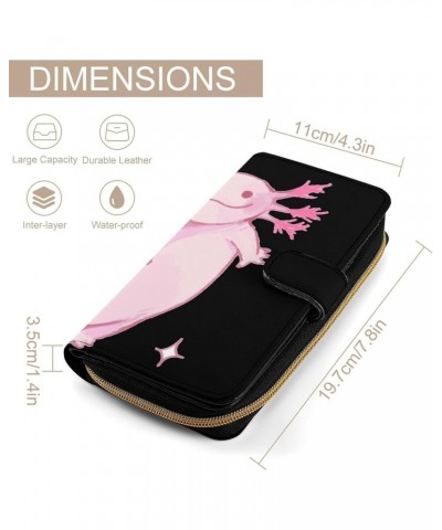 Cartoon Pink Axolotl Funny RFID Blocking Wallet Slim Clutch Organizer Purse with Credit Card Slots for Men and Women $20.79 W...