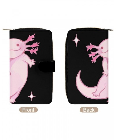 Cartoon Pink Axolotl Funny RFID Blocking Wallet Slim Clutch Organizer Purse with Credit Card Slots for Men and Women $20.79 W...