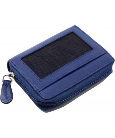 Women's Leather Multi Credit Card Holder Palm Wallet Purse Blue $11.25 Wallets