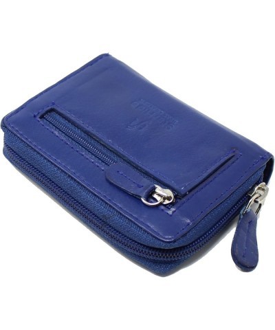 Women's Leather Multi Credit Card Holder Palm Wallet Purse Blue $11.25 Wallets