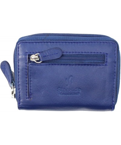 Women's Leather Multi Credit Card Holder Palm Wallet Purse Blue $11.25 Wallets