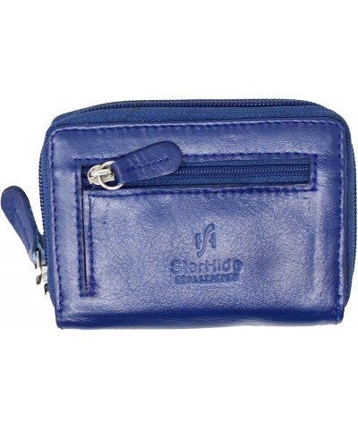 Women's Leather Multi Credit Card Holder Palm Wallet Purse Blue $11.25 Wallets