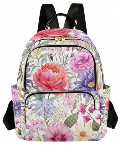 Floral Watercolor Flowers and Leaves Women Stylish Backpack, Casual Daypack Backpack, Festival Backpack, M Floral Watercolor ...