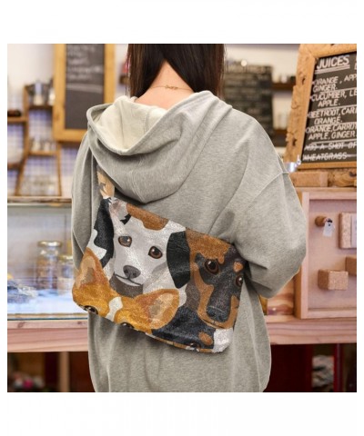 Plush Underarm Bag-Cute Dog Print Animal, Ladies Fluffy Shoulder Bag, Women Fluffy Tote Bag for Autumn and Winter $11.04 Totes