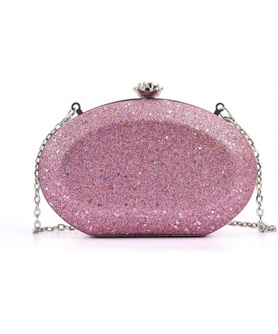 European And American Fashion Shiny Women's Shoulder Crossbody Bag Chain Evening Bag Pink $12.65 Crossbody Bags