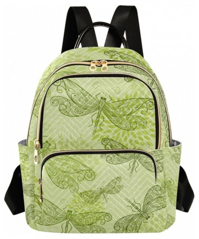 Women Backpack Green Dragonfly Leaves Anti-Theft Travel Backpack with Luggage Belt Lightweight Handbag Lady Purse Roomy Doubl...