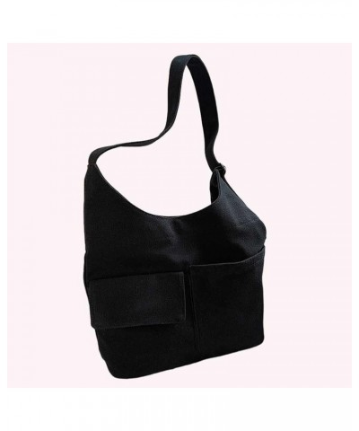 Women Canvas Hobo Bag Versatile Trendy Shoulder Bag Large Capacity Retro Crossbody Bag Multiple Pockets Handbag Female Black ...