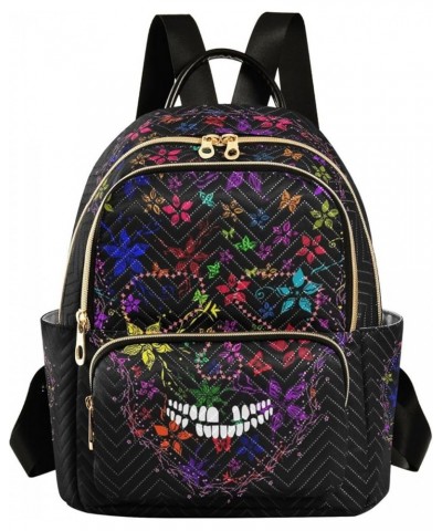 Human Skull and Marijuana Lea Mini Backpack Purse for Women Travel Bag Fashion Daypack Back Pack Shoulder Bag Multicolor Smal...