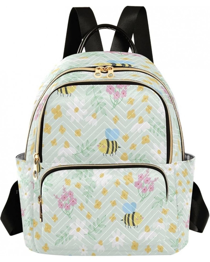 Women Backpack Purse Cartoon Bees Spring Summer Fashion Shoulder Bags Travel Backpack Small Daypacks S Medium $10.40 Backpacks