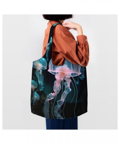 Red Pink Flowers Printed One-Shoulder Commuting Canvas Bag Is Light, Durable And Multifunctional Beautiful Jellyfish $16.90 T...