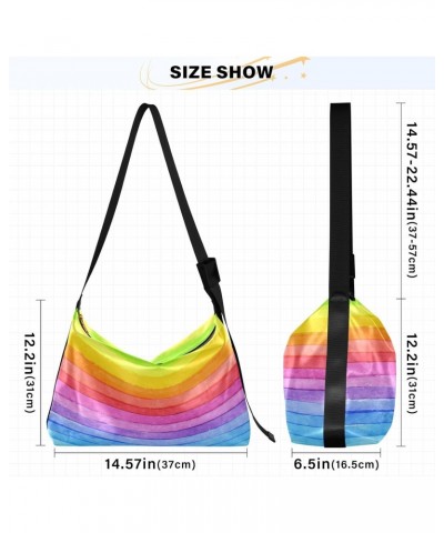 Leather Crossbody Bag for Man and Women Stripe Rainbow PU Leather Satchel Adjustable Shoulder Strap Waterproof and Durable La...