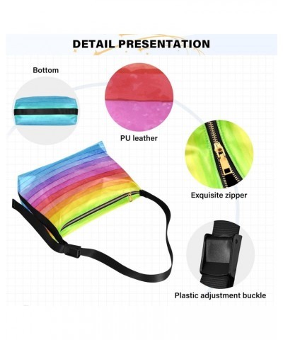 Leather Crossbody Bag for Man and Women Stripe Rainbow PU Leather Satchel Adjustable Shoulder Strap Waterproof and Durable La...