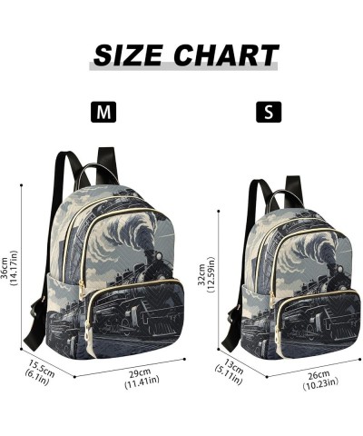 Women's Medium Fashion Backpack Black White Steam Train Print Ladies Travel Daypack Aesthetic Shoulder Bag 11.4×6.1×14.1 IN $...