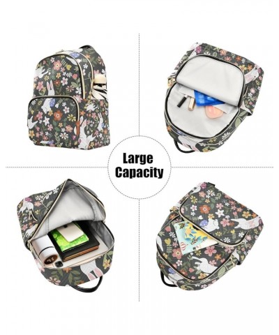 Easter Women Backpack Forest Bunny Flower Floral Anti-Theft Travel Backpack Lightweight Handbag Roomy Weekend Bag Everyday Us...