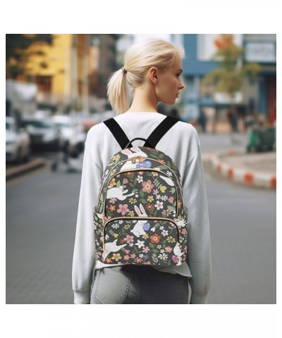 Easter Women Backpack Forest Bunny Flower Floral Anti-Theft Travel Backpack Lightweight Handbag Roomy Weekend Bag Everyday Us...