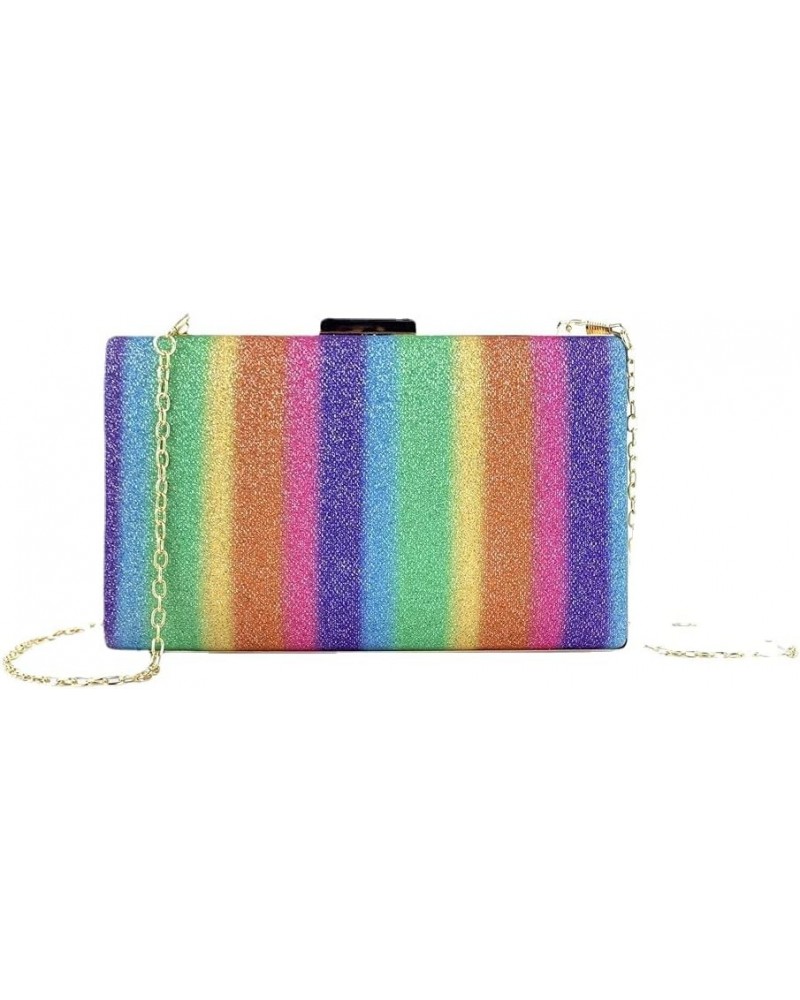 Rainbow Evening Handbag Wedding Party Clutch Purse Crossbody Chain Wallet Bag for Women A $12.10 Evening Bags