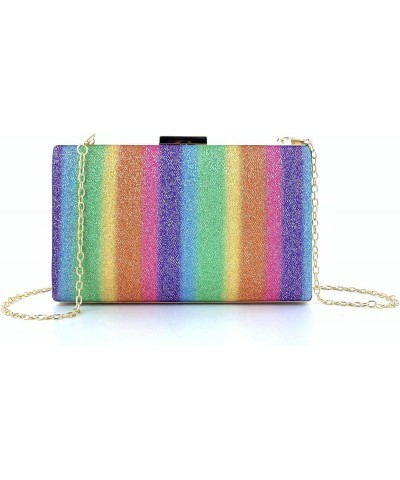 Rainbow Evening Handbag Wedding Party Clutch Purse Crossbody Chain Wallet Bag for Women A $12.10 Evening Bags