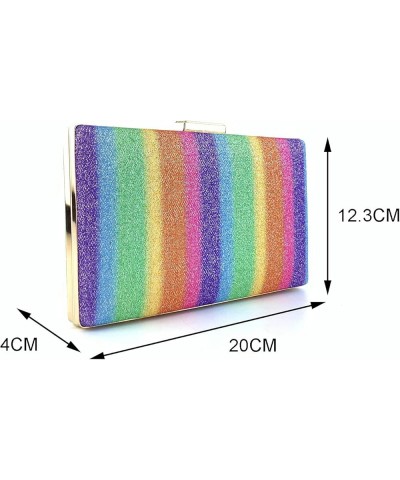 Rainbow Evening Handbag Wedding Party Clutch Purse Crossbody Chain Wallet Bag for Women A $12.10 Evening Bags