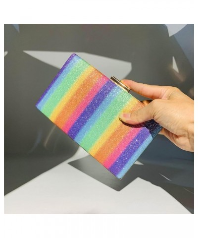 Rainbow Evening Handbag Wedding Party Clutch Purse Crossbody Chain Wallet Bag for Women A $12.10 Evening Bags