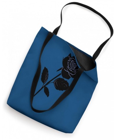 PRETTY FLORAL CARTOON SINGLE BLACK AND BLUE ROSE DESIGN Tote Bag $9.64 Totes