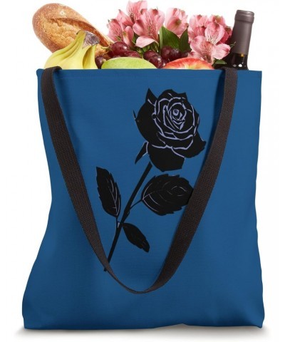 PRETTY FLORAL CARTOON SINGLE BLACK AND BLUE ROSE DESIGN Tote Bag $9.64 Totes