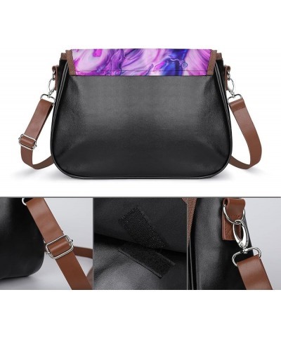 Printed Shoulder Crossbody Bag Leather Hobo Bags Medium Ladies Top Handles Satchels Letter S Pattern Color4 $21.12 Hobo Bags