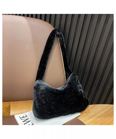 Women's Plush Underarm Bag, Casual All-match Shoulder Bag Furry Plush Handbags Crossbody Bags for Autumn and Winter F $7.41 S...