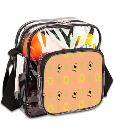 Bee Pattern Stadium-Approved Clear Crossbody Bag with Colorful Print Design Bee Yellow Flower $11.04 Crossbody Bags