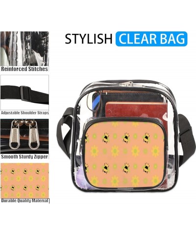 Bee Pattern Stadium-Approved Clear Crossbody Bag with Colorful Print Design Bee Yellow Flower $11.04 Crossbody Bags