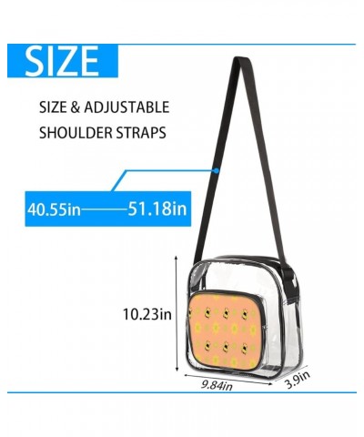 Bee Pattern Stadium-Approved Clear Crossbody Bag with Colorful Print Design Bee Yellow Flower $11.04 Crossbody Bags