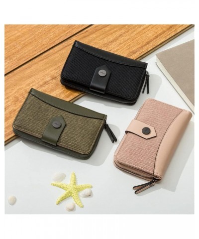 Korean Version of Simple Retro Color Matching Multi-Function Zipper Buckle Multi-Card Position Medium Wallet (Color : Blue) $...