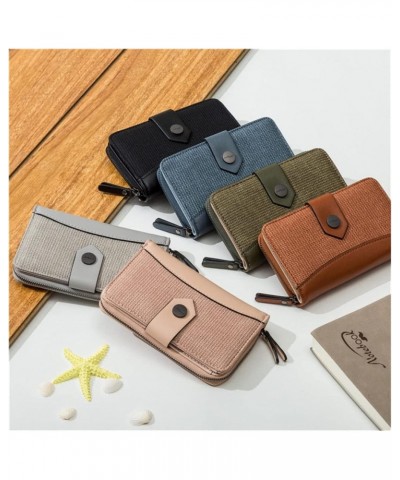 Korean Version of Simple Retro Color Matching Multi-Function Zipper Buckle Multi-Card Position Medium Wallet (Color : Blue) $...