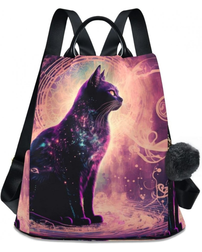 Women Fashion Backpack Mystical Black Cat print, Anti Theft Casual Daypack Shoulder Bag Purse for Travel Work 15 inches $17.2...