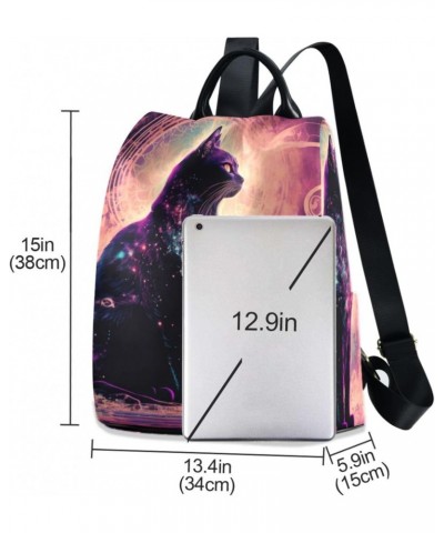 Women Fashion Backpack Mystical Black Cat print, Anti Theft Casual Daypack Shoulder Bag Purse for Travel Work 15 inches $17.2...